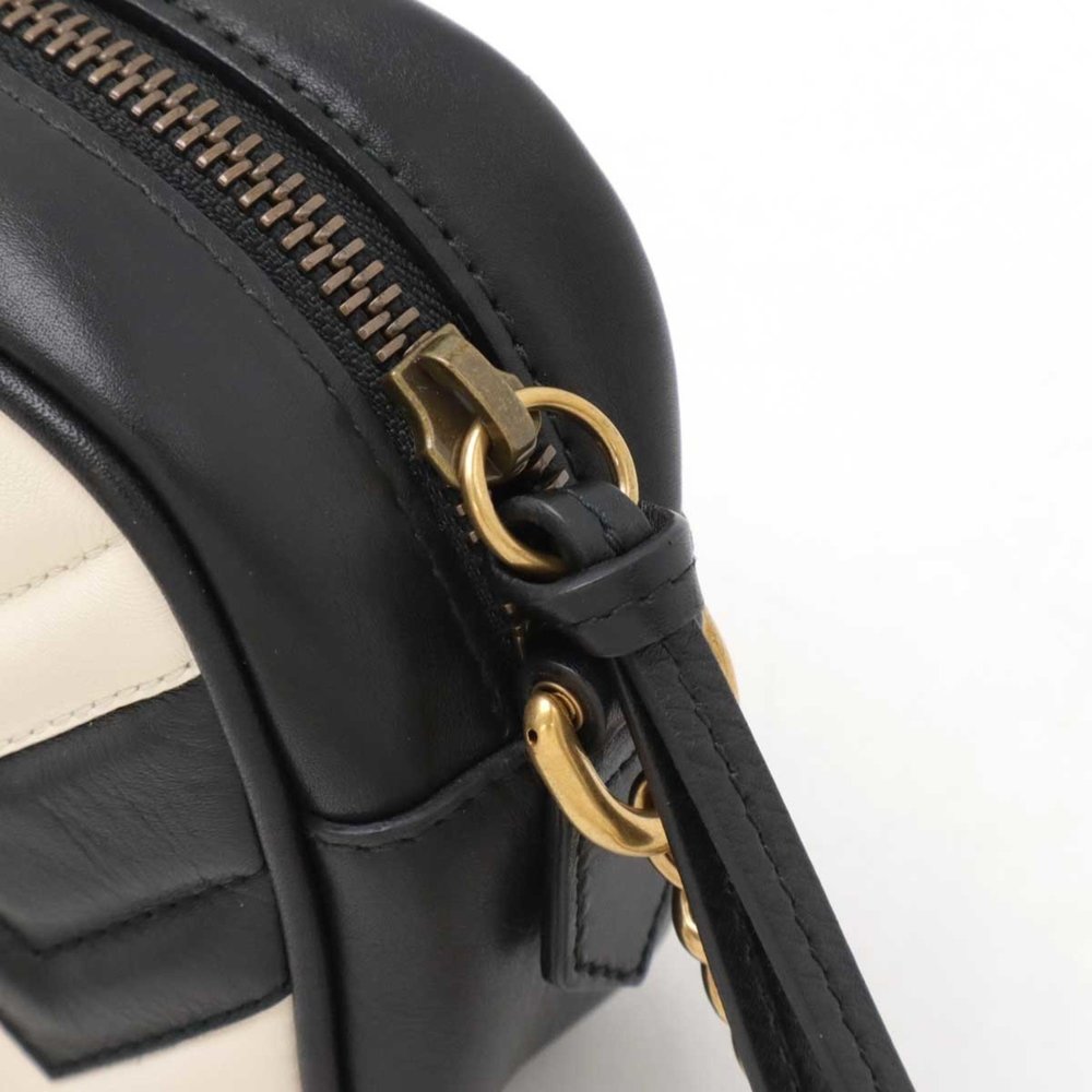 GUCCI GG Marmont quilted shoulder bag, pochette, chain bicolor leather, black... - Picture 5 of 10